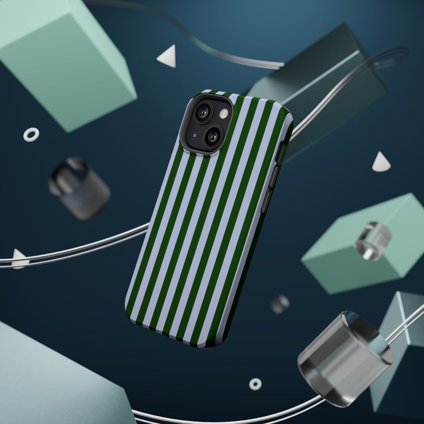 Summer Stripes Case in Forest Green + Baby Blue