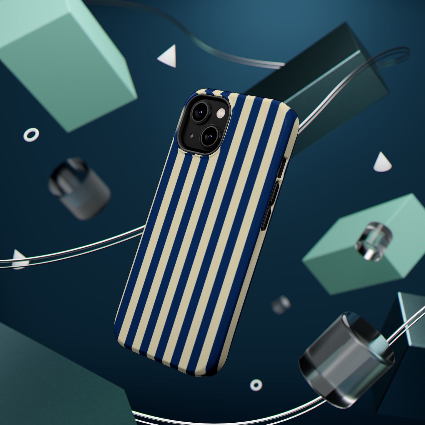 Summer Stripes Case in Butter Yellow + Dark Blue