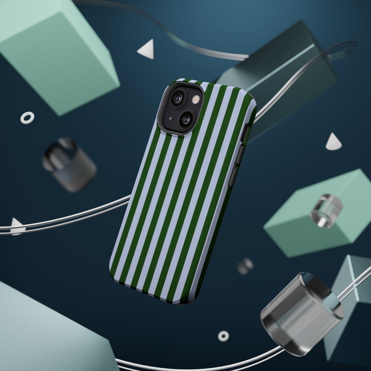 Summer Stripes Case in Forest Green + Baby Blue
