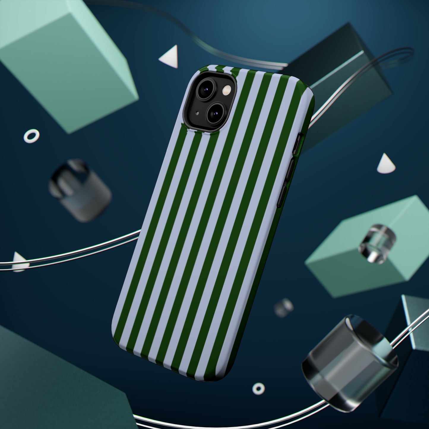 Summer Stripes Case in Forest Green + Baby Blue