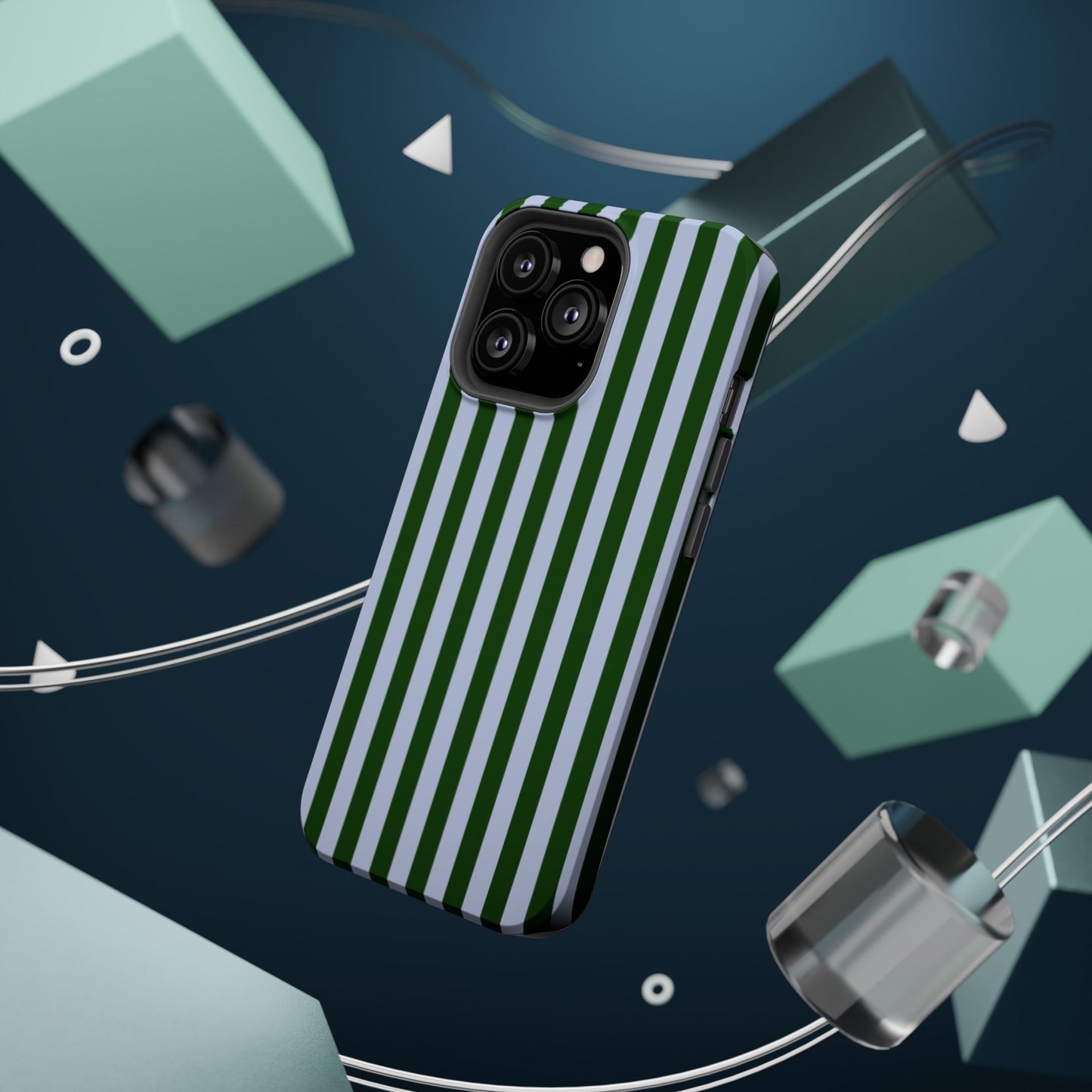 Summer Stripes Case in Forest Green + Baby Blue