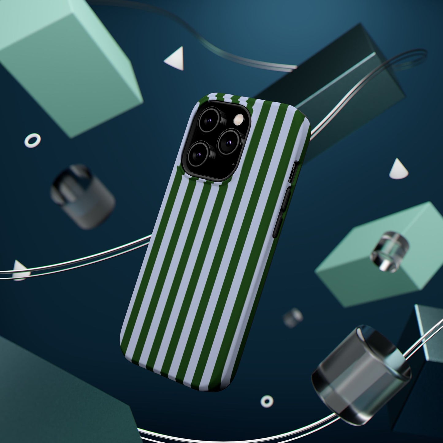Summer Stripes Case in Forest Green + Baby Blue