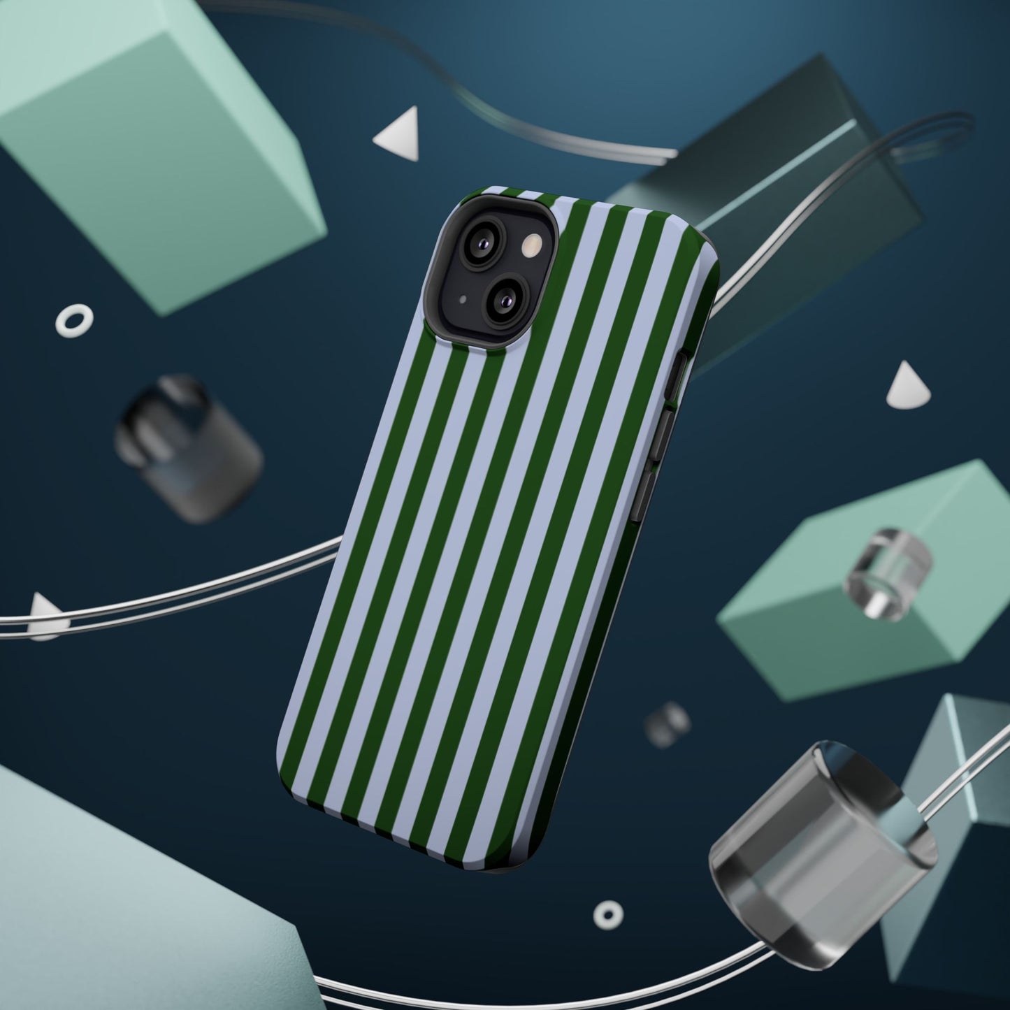 Summer Stripes Case in Forest Green + Baby Blue