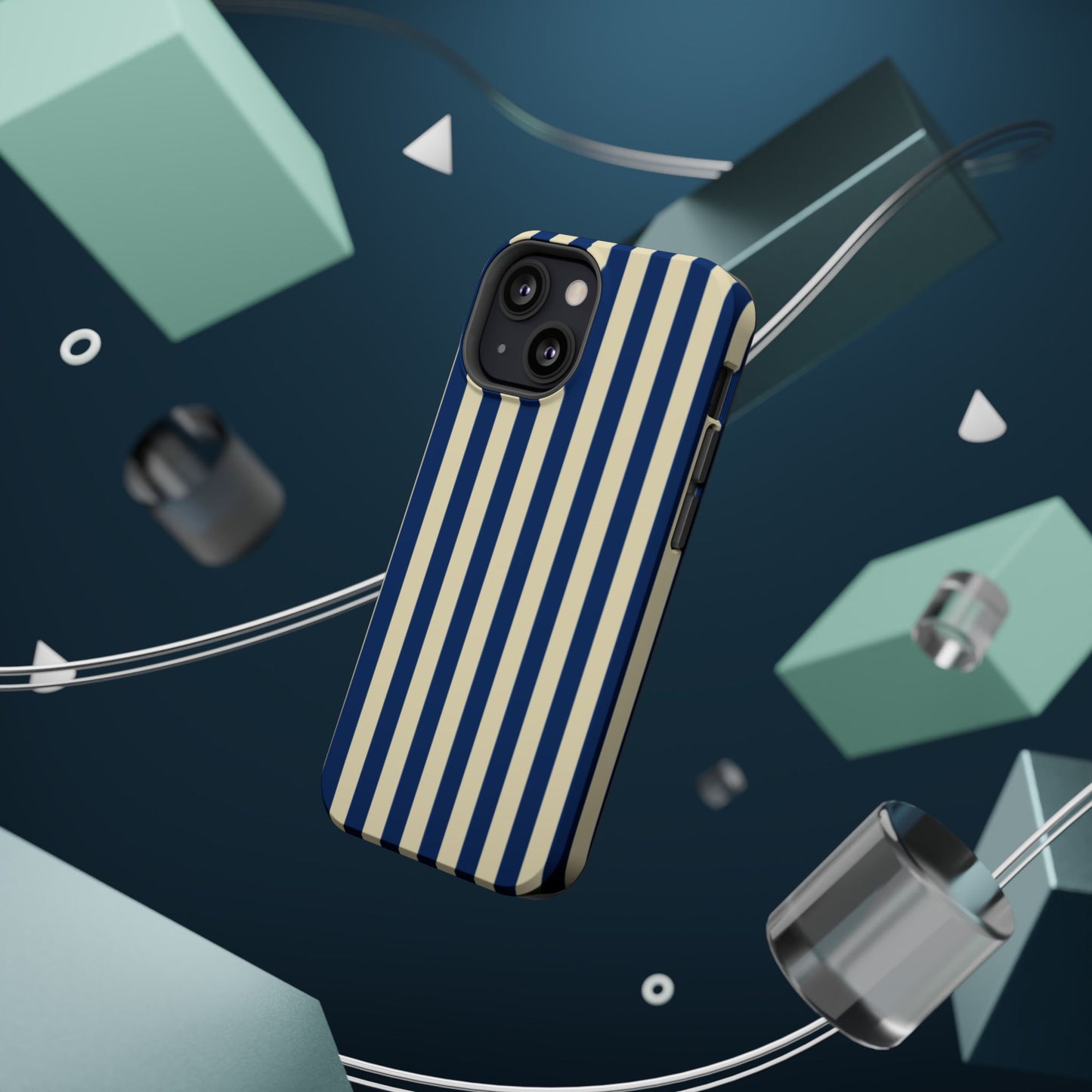 Summer Stripes Case in Butter Yellow + Dark Blue