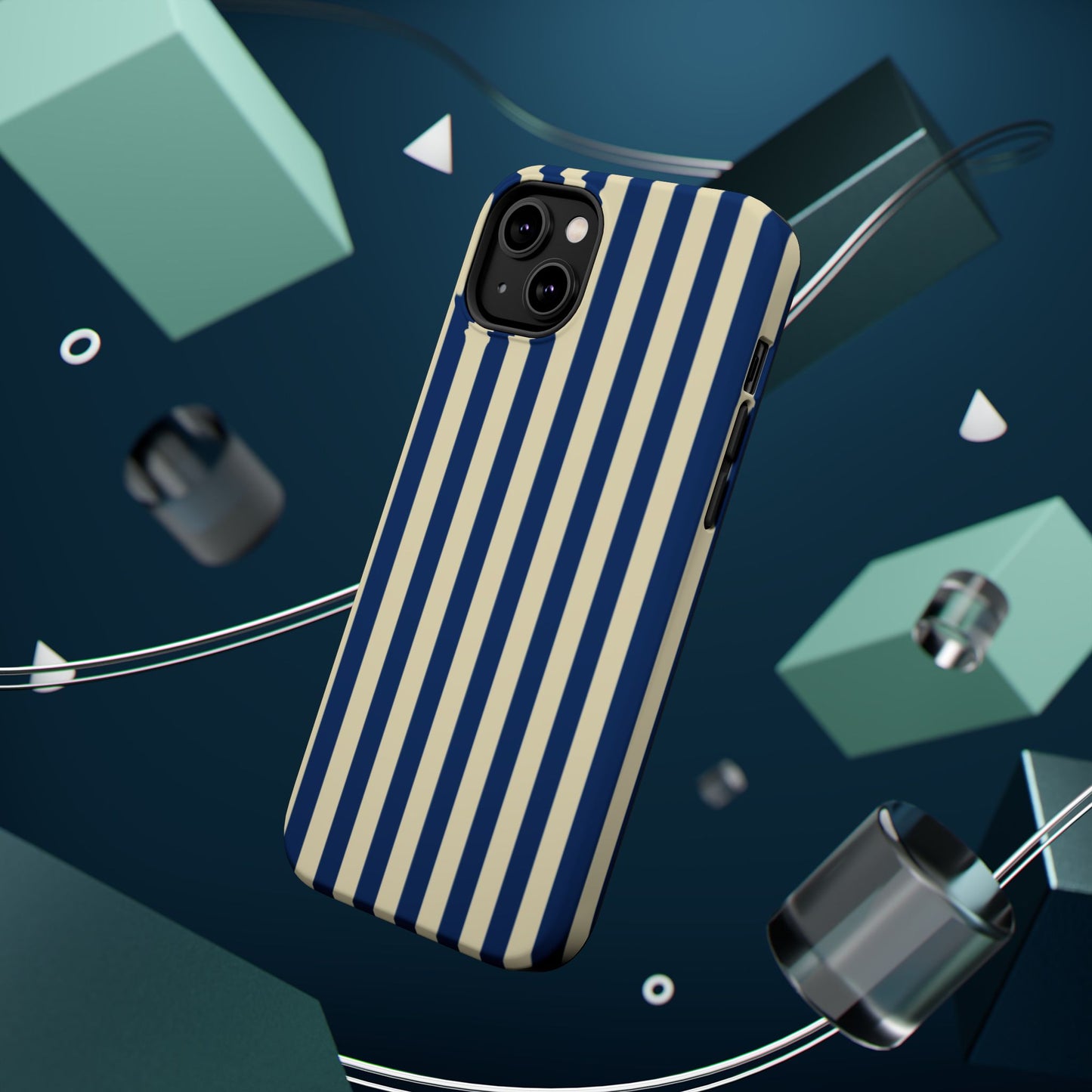 Summer Stripes Case in Butter Yellow + Dark Blue