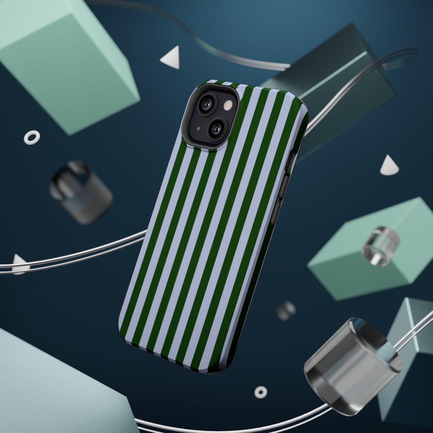 Summer Stripes Case in Forest Green + Baby Blue