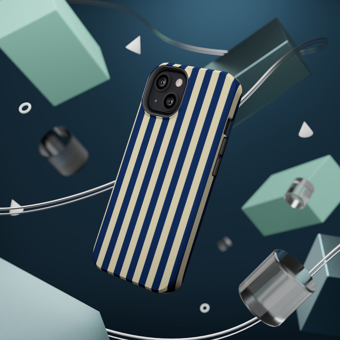 Summer Stripes Case in Butter Yellow + Dark Blue