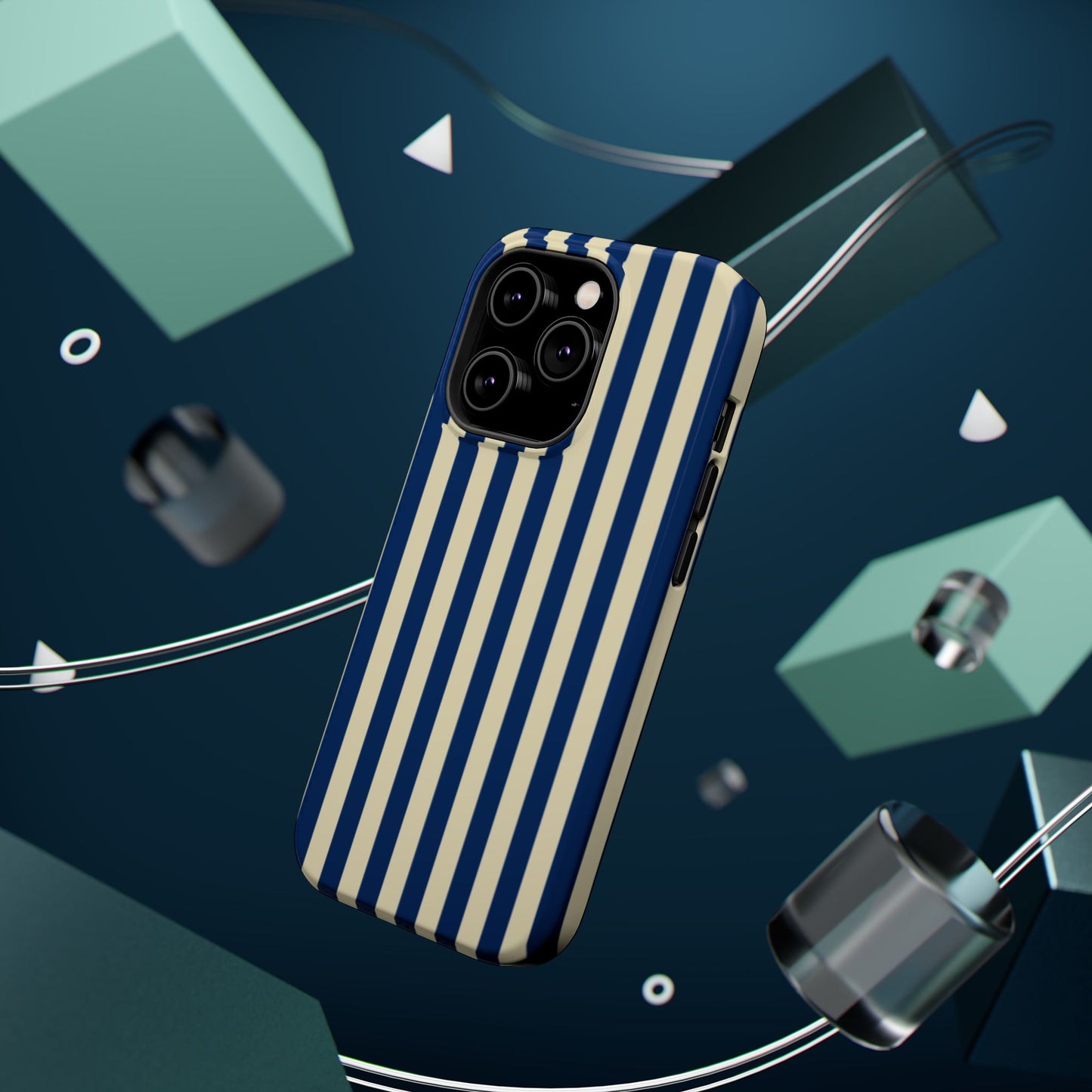 Summer Stripes Case in Butter Yellow + Dark Blue