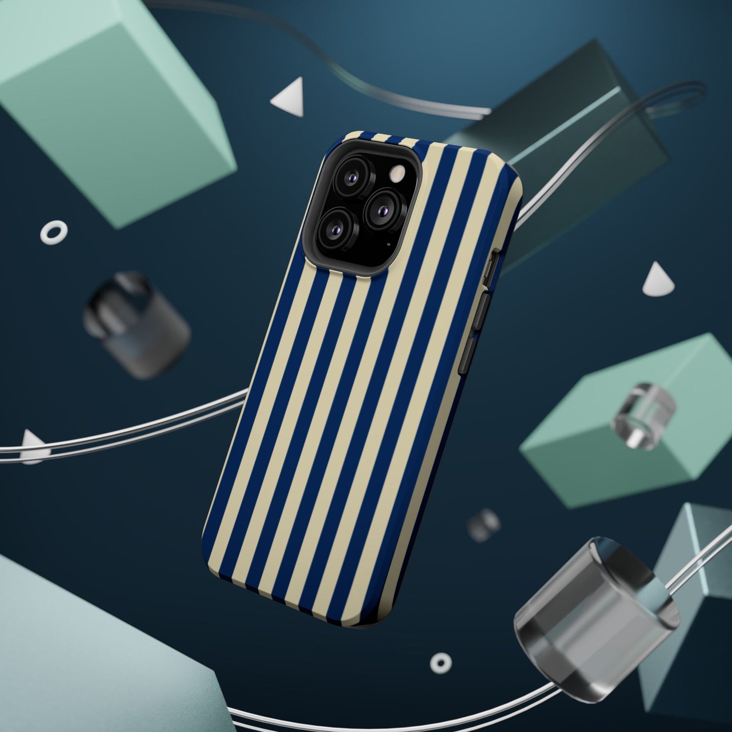 Summer Stripes Case in Butter Yellow + Dark Blue