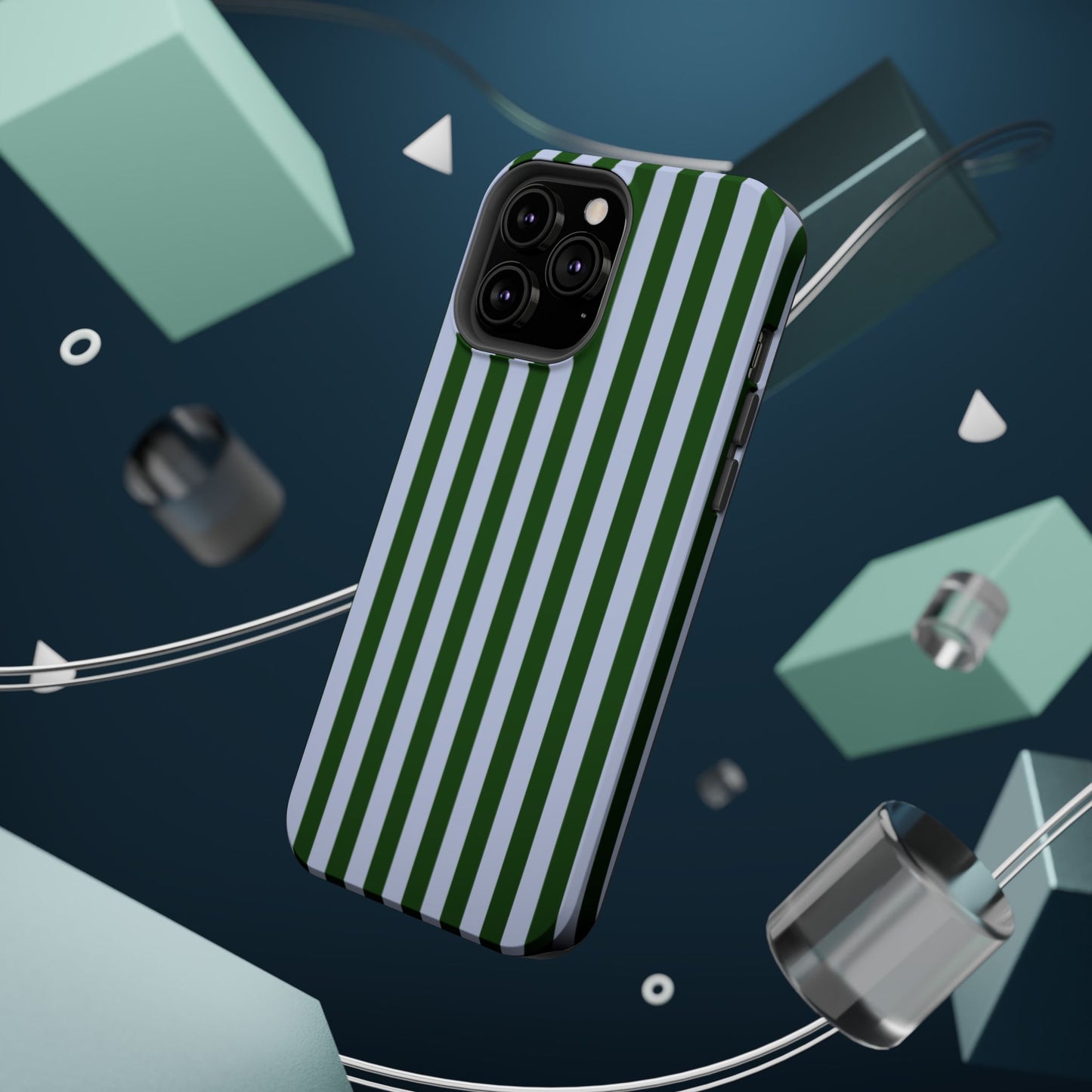 Summer Stripes Case in Forest Green + Baby Blue