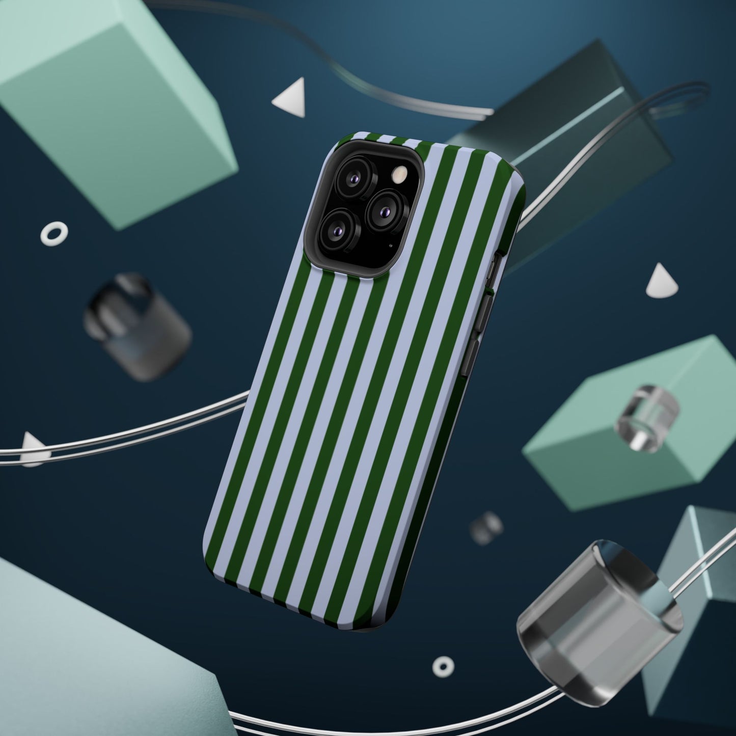 Summer Stripes Case in Forest Green + Baby Blue