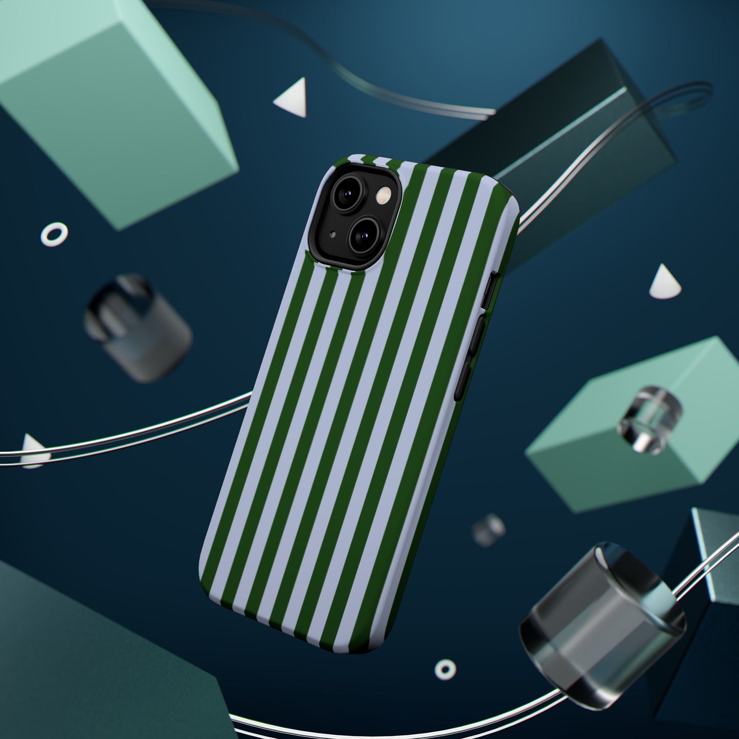 Summer Stripes Case in Forest Green + Baby Blue