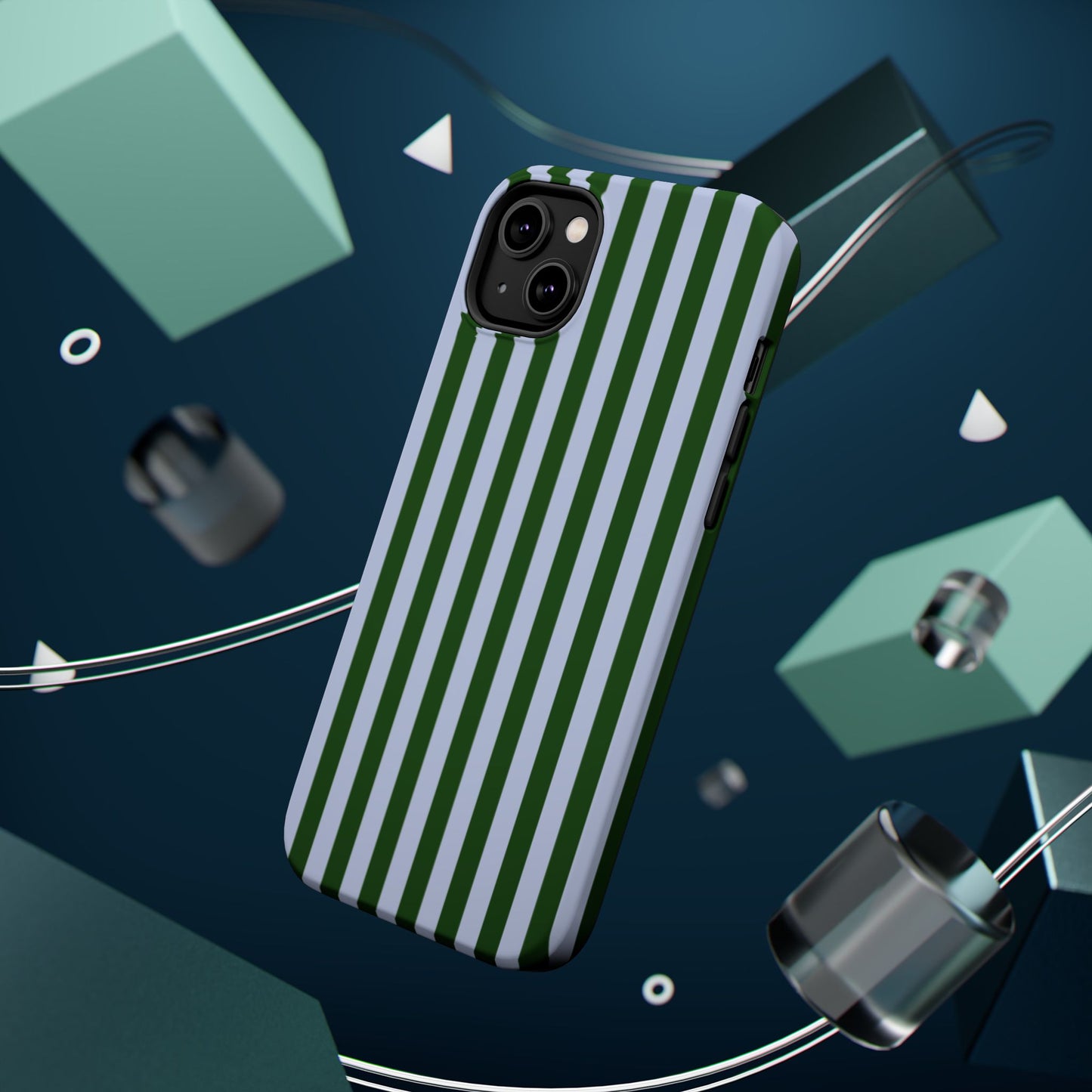 Summer Stripes Case in Forest Green + Baby Blue