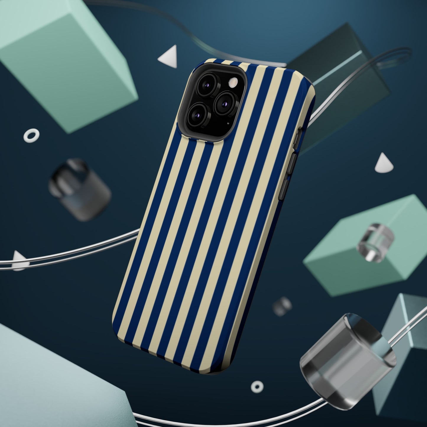 Summer Stripes Case in Butter Yellow + Dark Blue