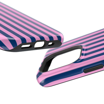Summer Stripes Case in Dark Blue + Poppy Pink