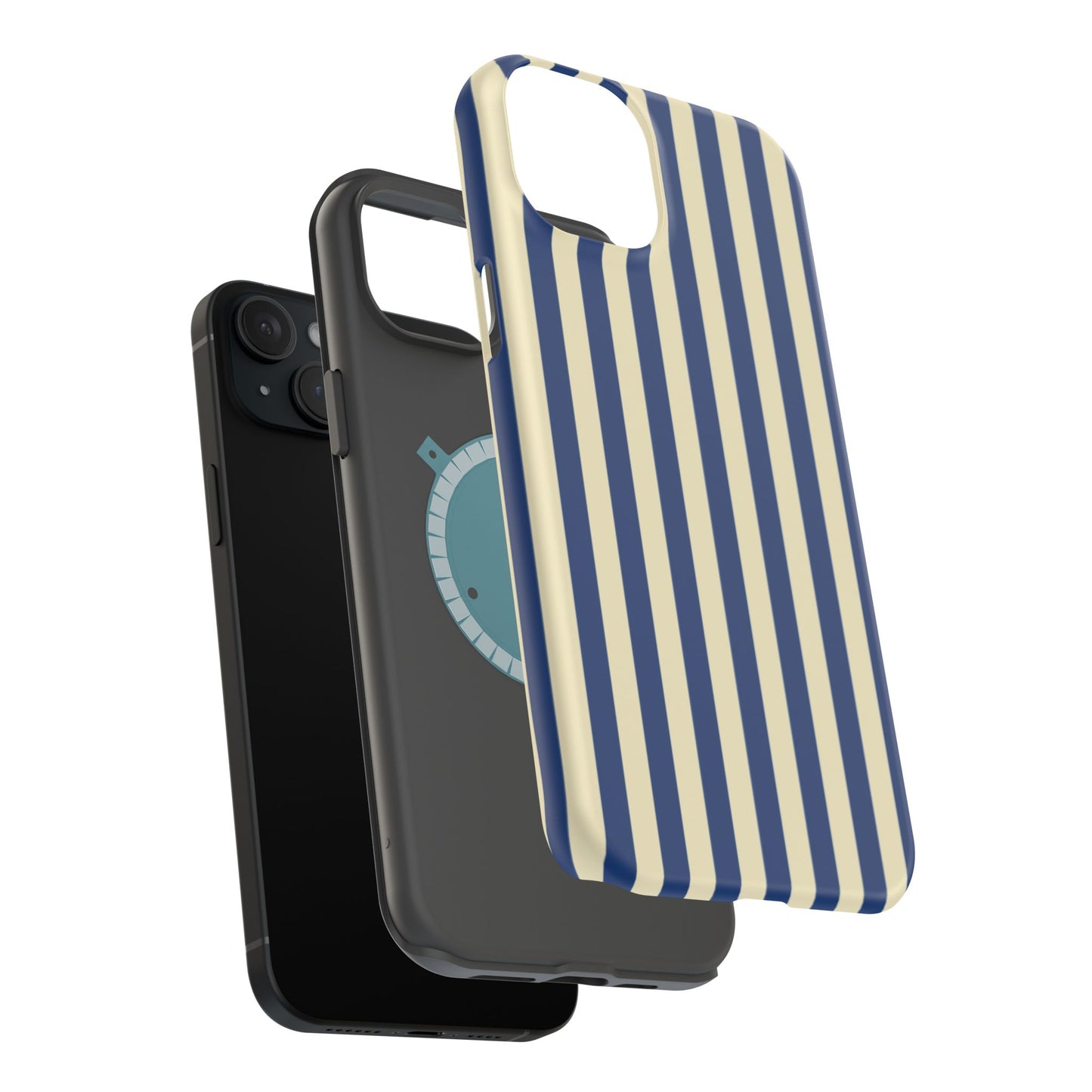 Summer Stripes Case in Butter Yellow + Dark Blue