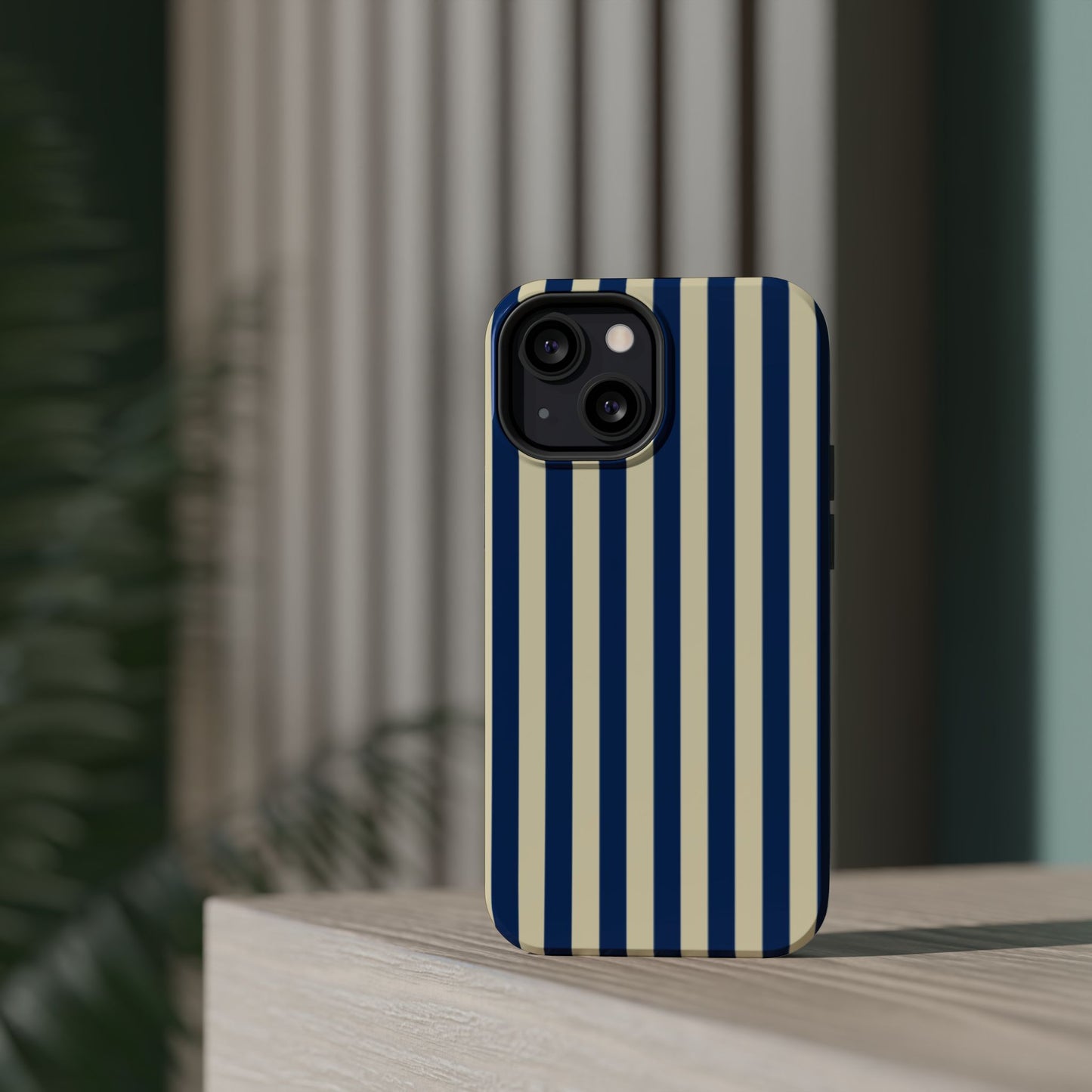 Summer Stripes Case in Butter Yellow + Dark Blue