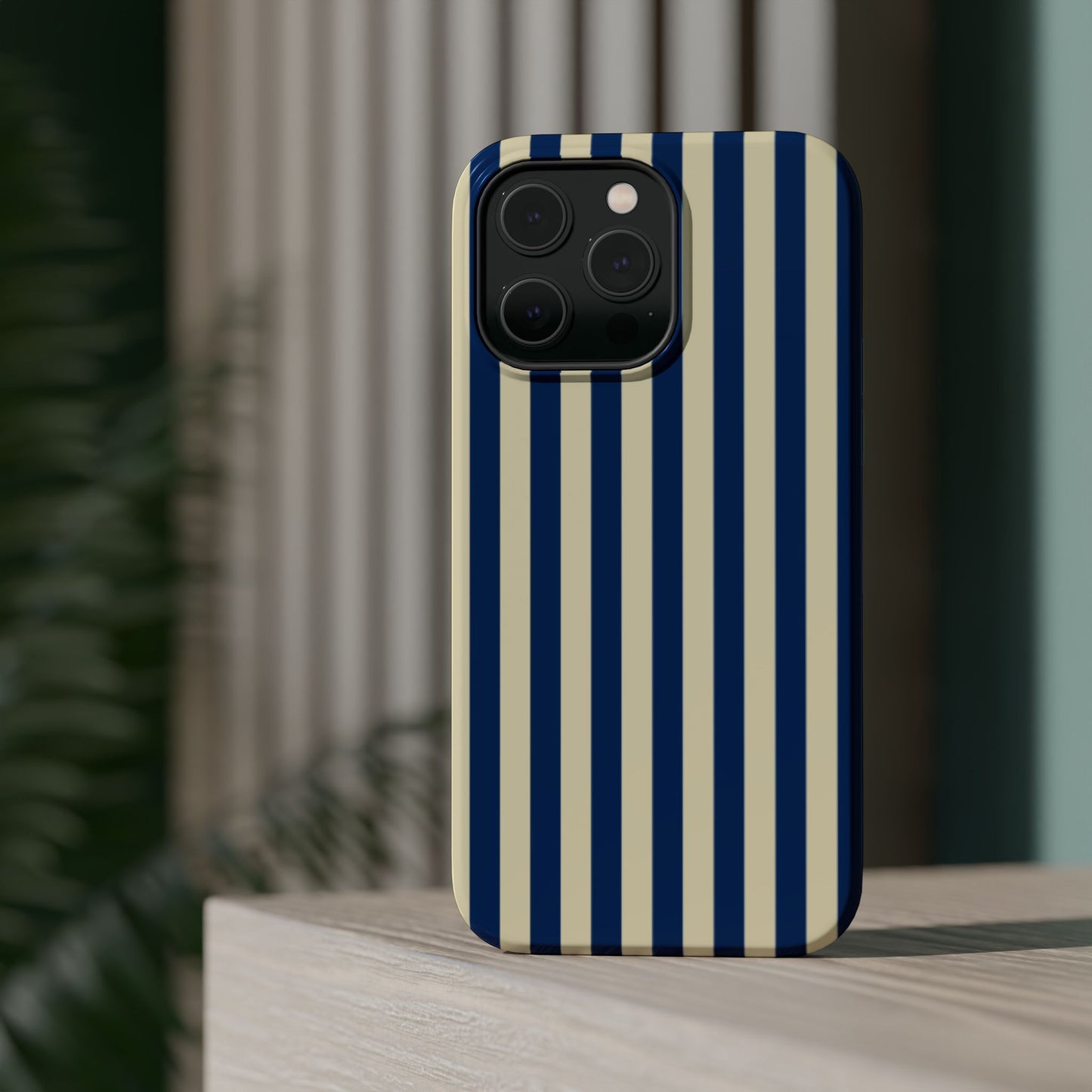 Summer Stripes Case in Butter Yellow + Dark Blue