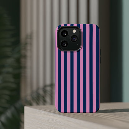 Summer Stripes Case in Dark Blue + Poppy Pink