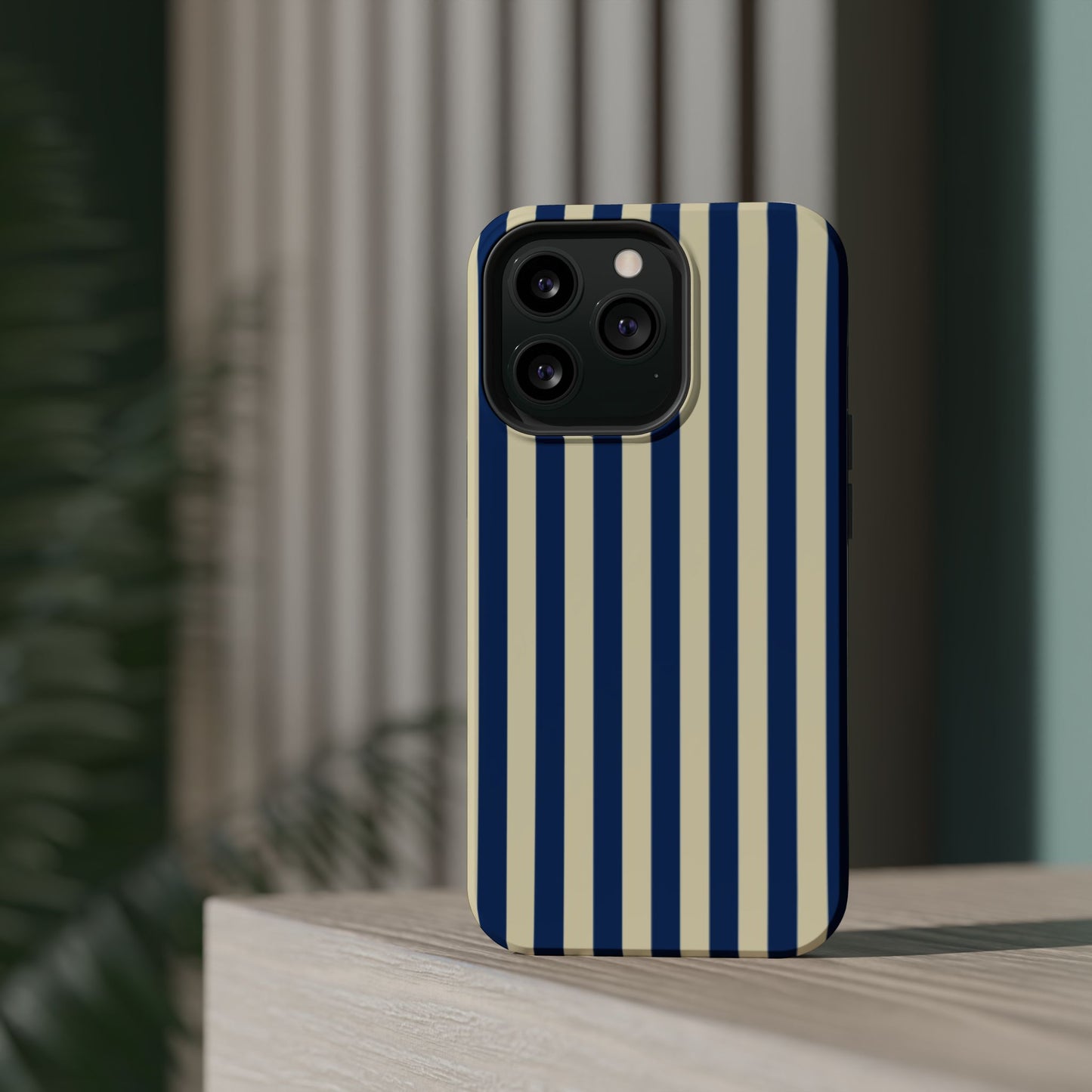Summer Stripes Case in Butter Yellow + Dark Blue