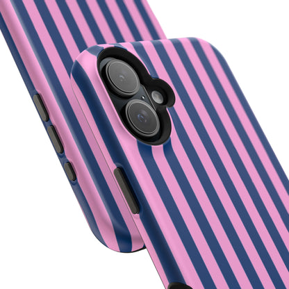 Summer Stripes Case in Dark Blue + Poppy Pink