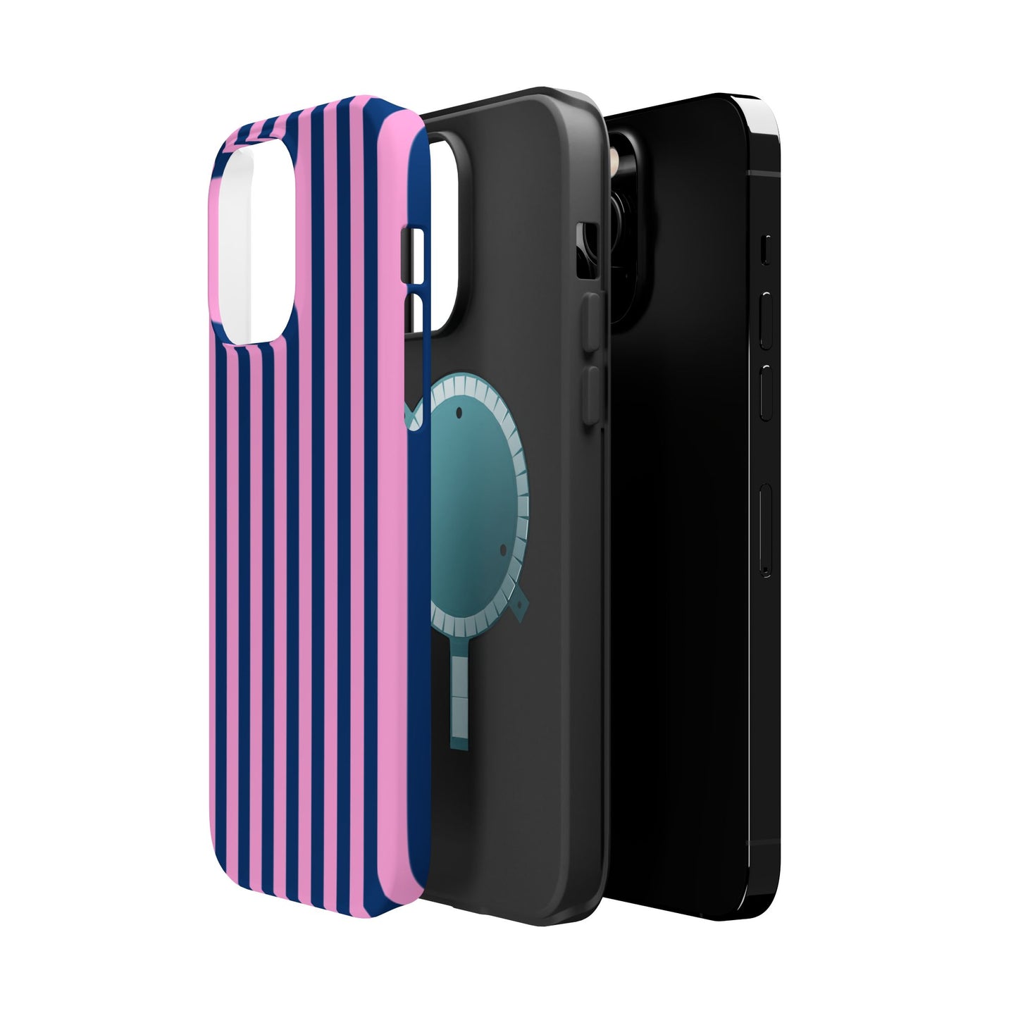Summer Stripes Case in Dark Blue + Poppy Pink