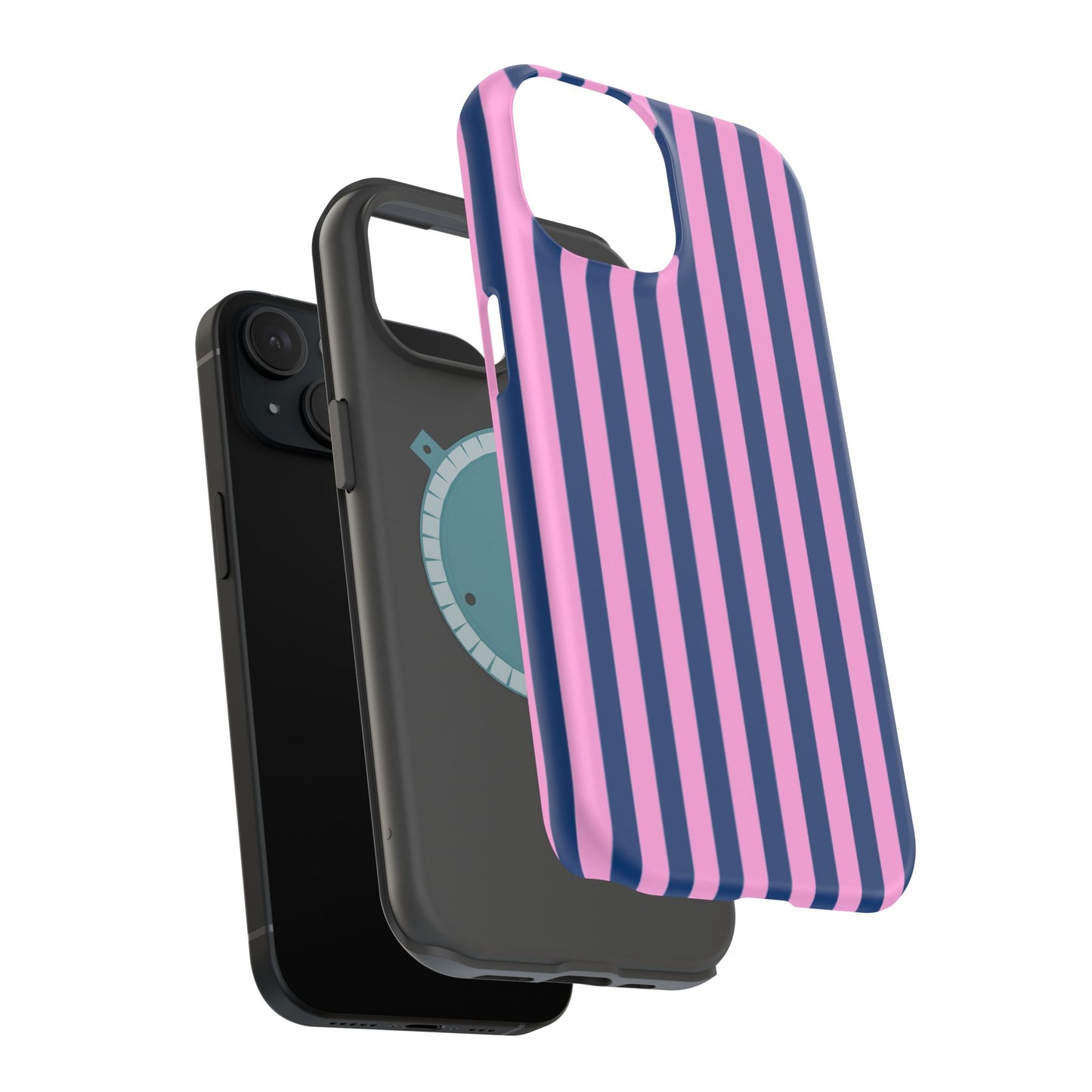 Summer Stripes Case in Dark Blue + Poppy Pink