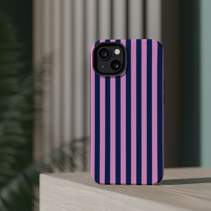 Summer Stripes Case in Dark Blue + Poppy Pink