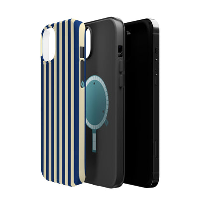 Summer Stripes Case in Butter Yellow + Dark Blue