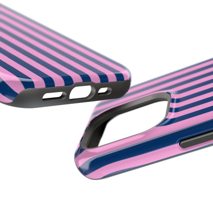Summer Stripes Case in Dark Blue + Poppy Pink