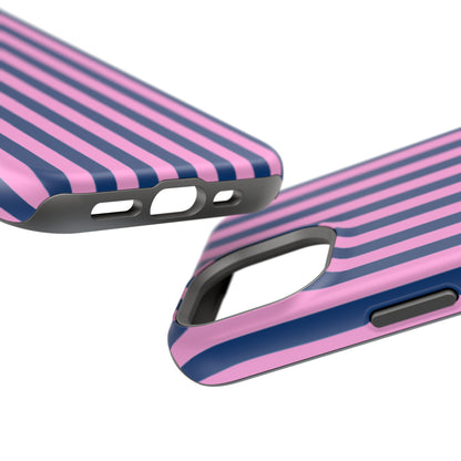 Summer Stripes Case in Dark Blue + Poppy Pink