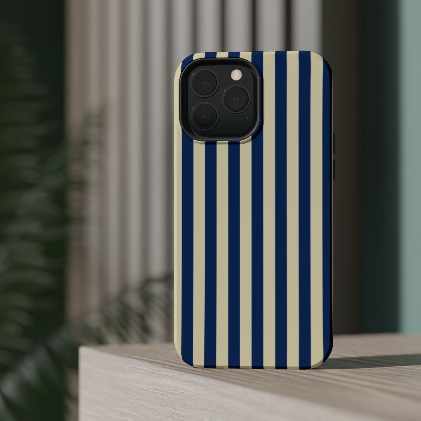 Summer Stripes Case in Butter Yellow + Dark Blue