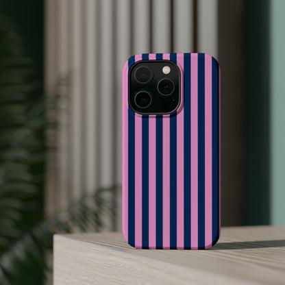 Summer Stripes Case in Dark Blue + Poppy Pink