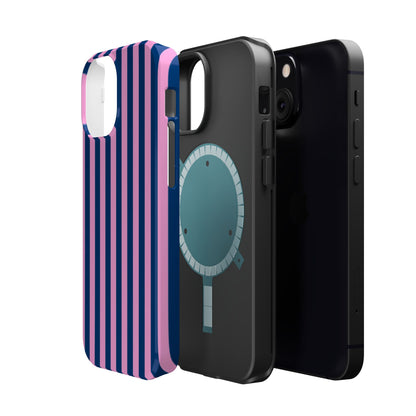 Summer Stripes Case in Dark Blue + Poppy Pink