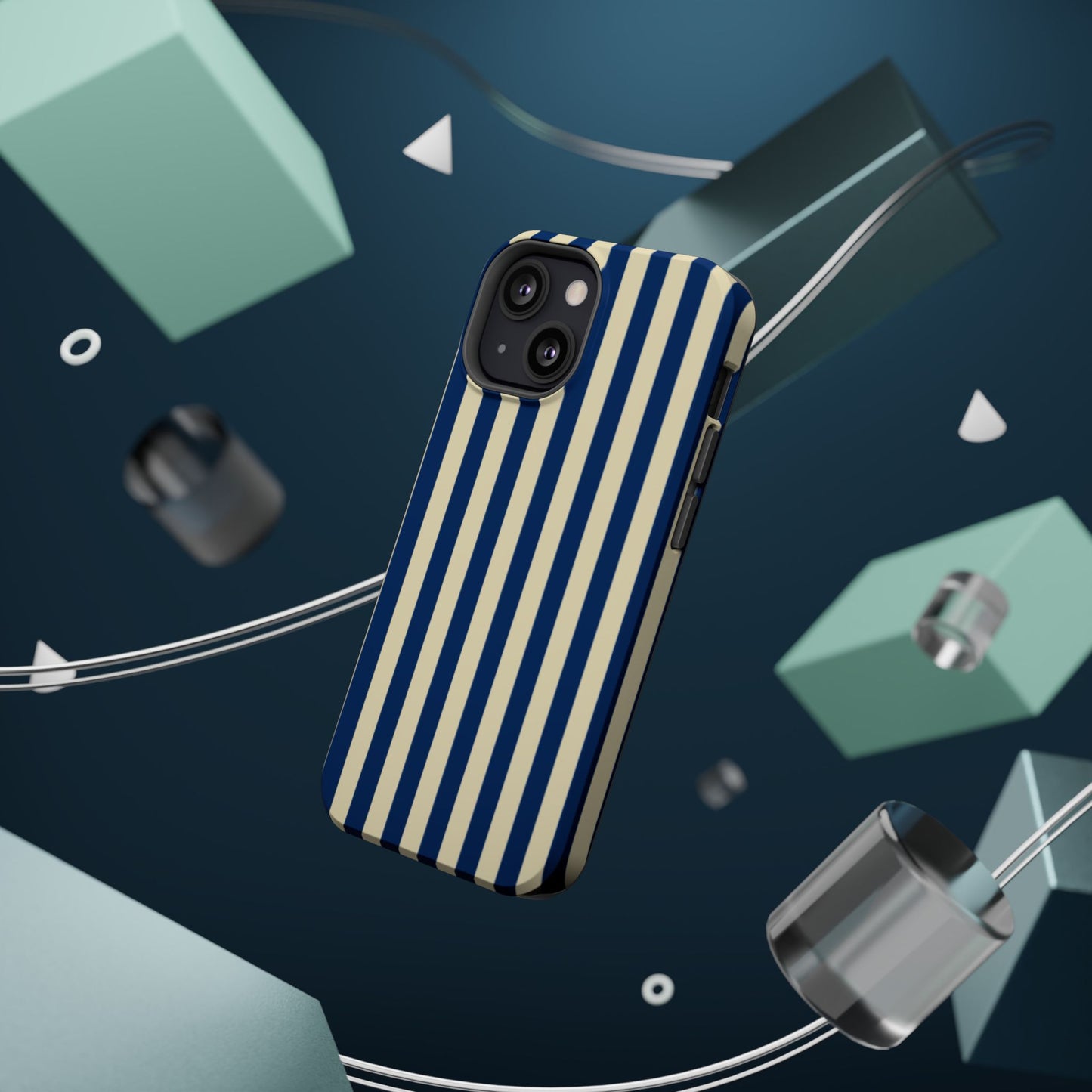 Summer Stripes Case in Butter Yellow + Dark Blue
