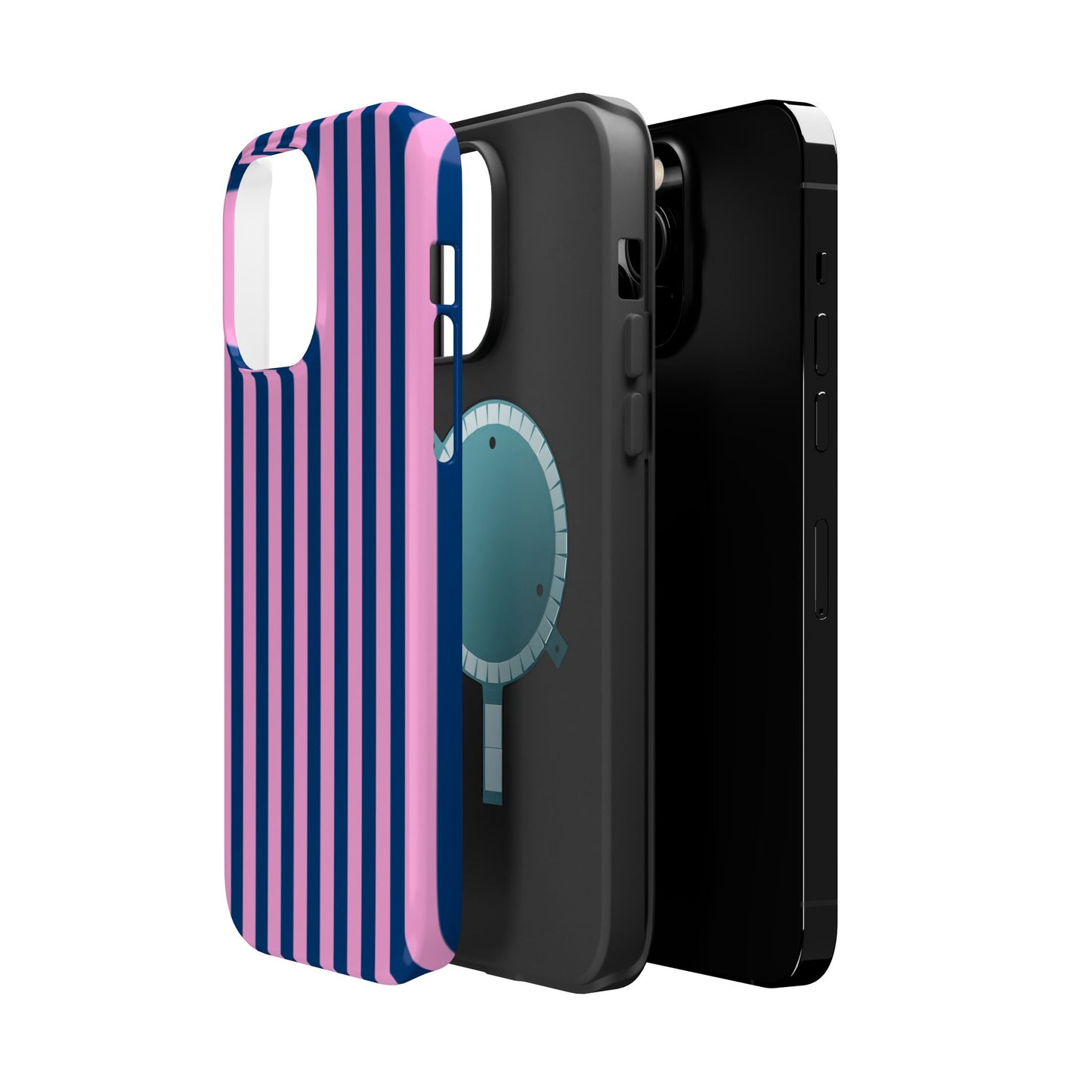 Summer Stripes Case in Dark Blue + Poppy Pink
