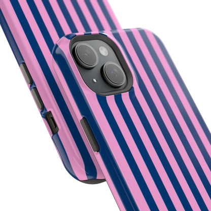 Summer Stripes Case in Dark Blue + Poppy Pink