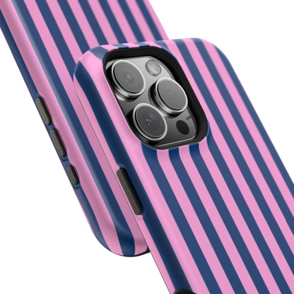 Summer Stripes Case in Dark Blue + Poppy Pink