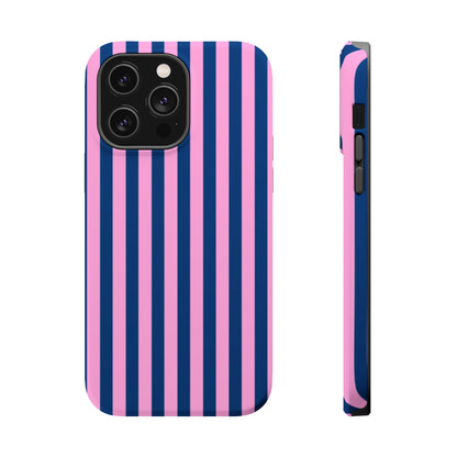 Summer Stripes Case in Dark Blue + Poppy Pink