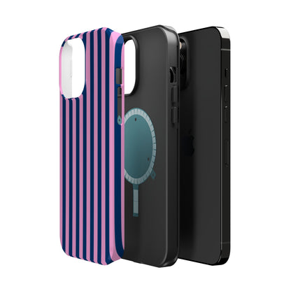 Summer Stripes Case in Dark Blue + Poppy Pink