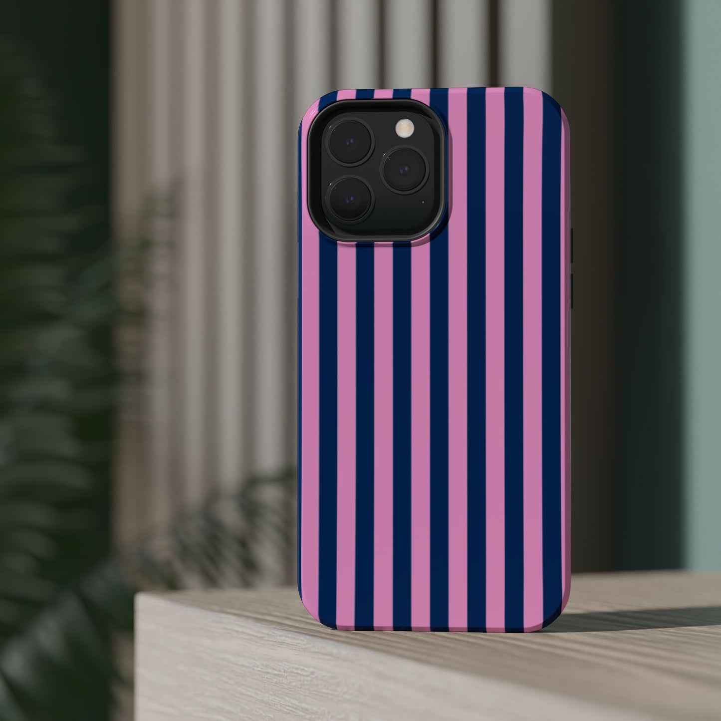 Summer Stripes Case in Dark Blue + Poppy Pink
