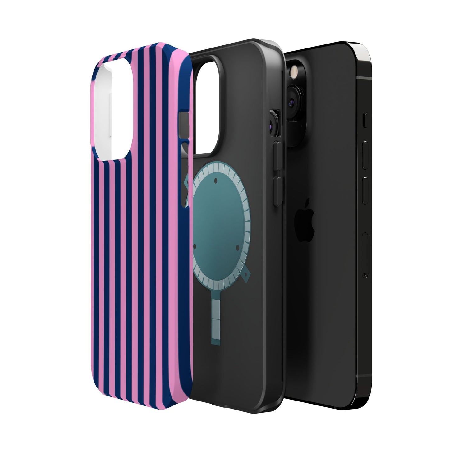 Summer Stripes Case in Dark Blue + Poppy Pink