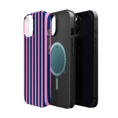 Summer Stripes Case in Dark Blue + Poppy Pink