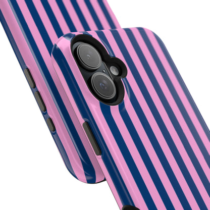 Summer Stripes Case in Dark Blue + Poppy Pink