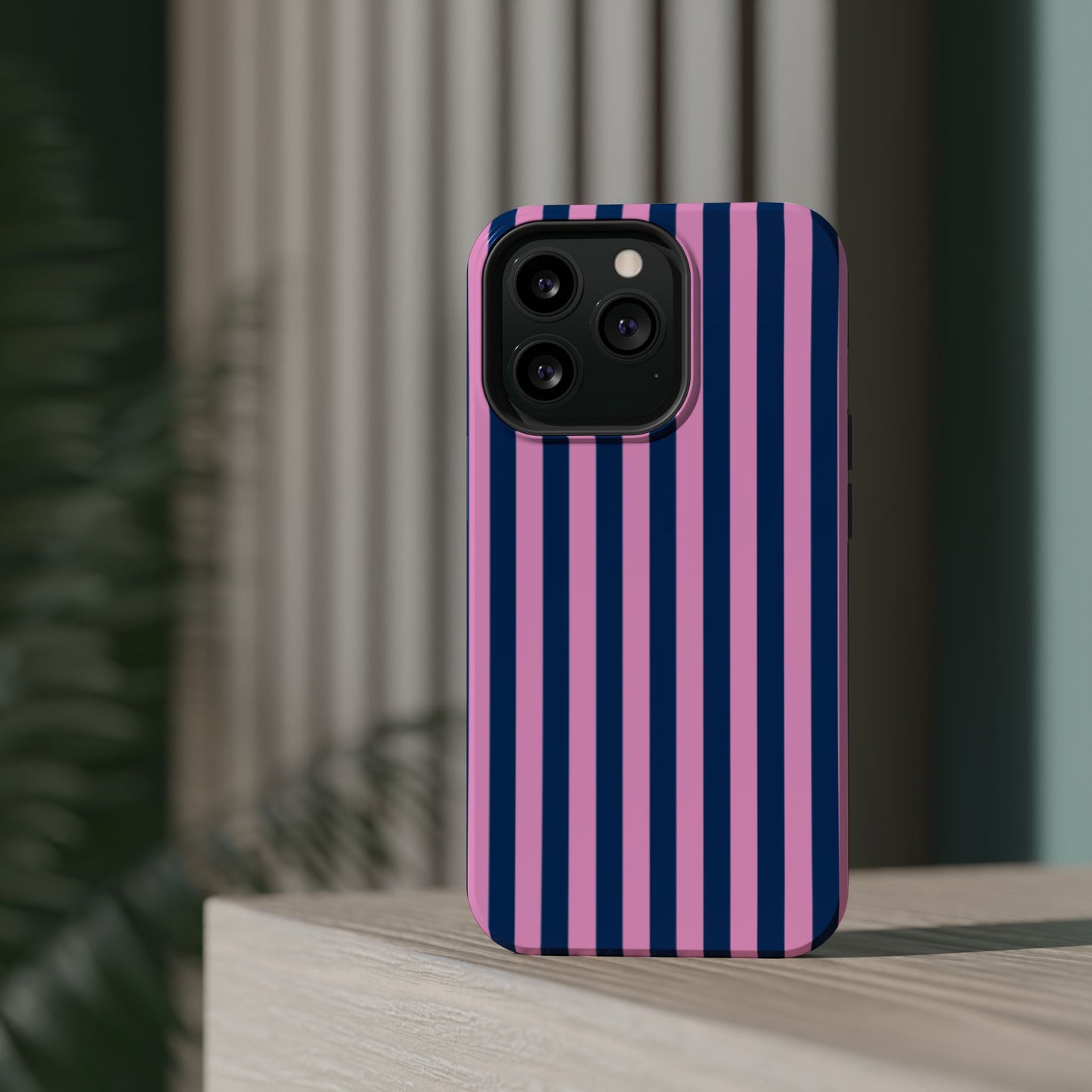 Summer Stripes Case in Dark Blue + Poppy Pink
