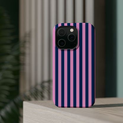 Summer Stripes Case in Dark Blue + Poppy Pink