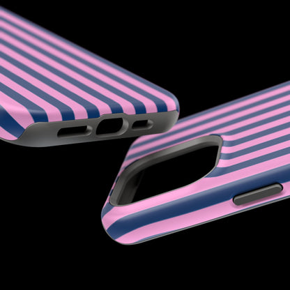Summer Stripes Case in Dark Blue + Poppy Pink