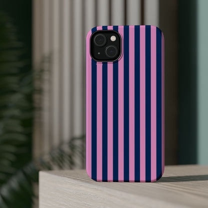 Summer Stripes Case in Dark Blue + Poppy Pink