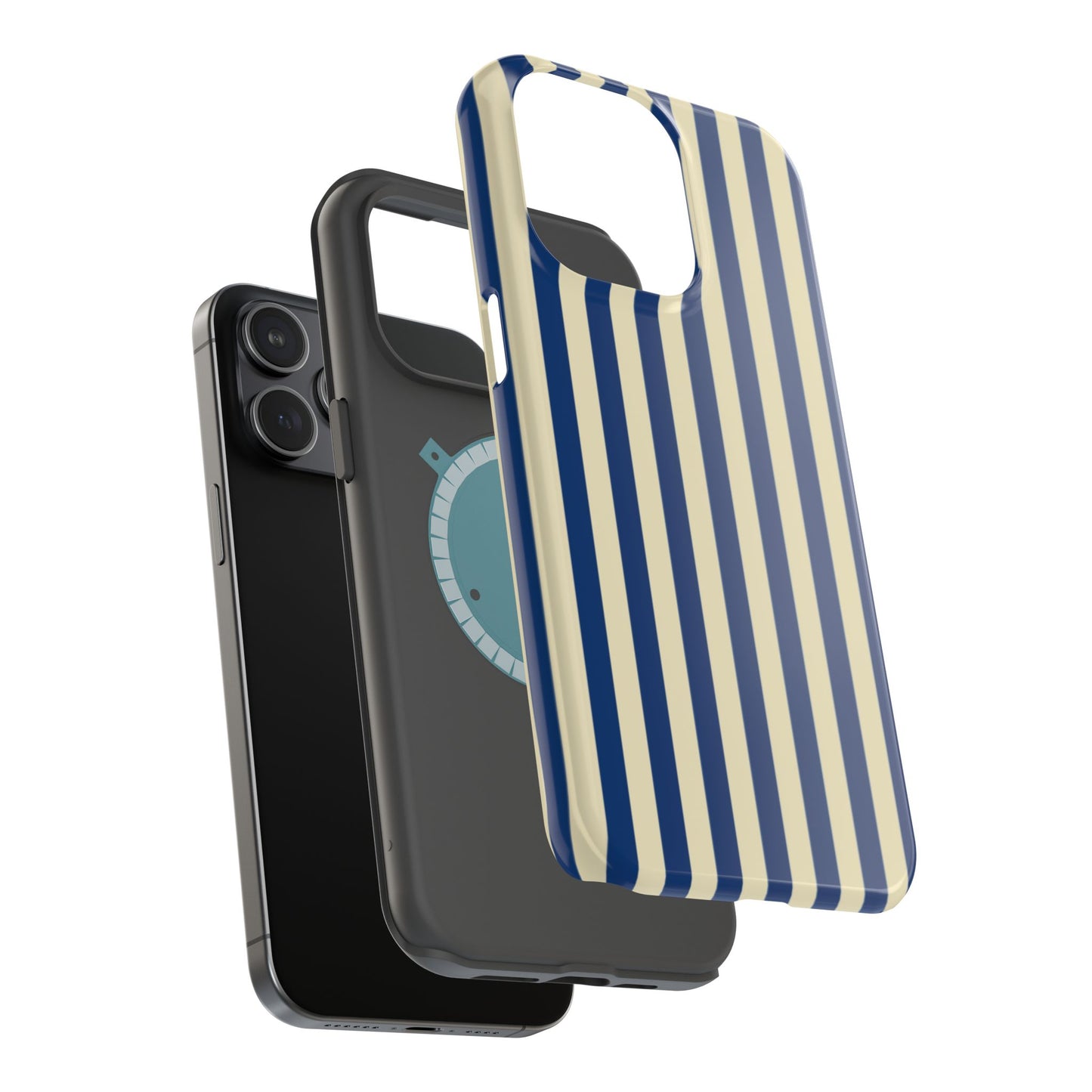 Summer Stripes Case in Butter Yellow + Dark Blue
