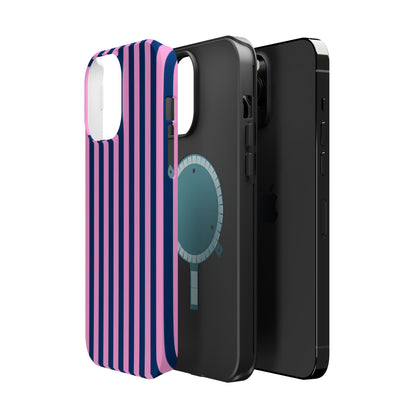 Summer Stripes Case in Dark Blue + Poppy Pink